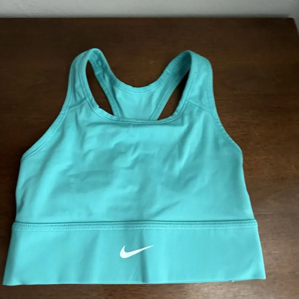 Nike Sports Bra Two in One Womens Sz XS Teal Comfort Pad System Pullover 7390